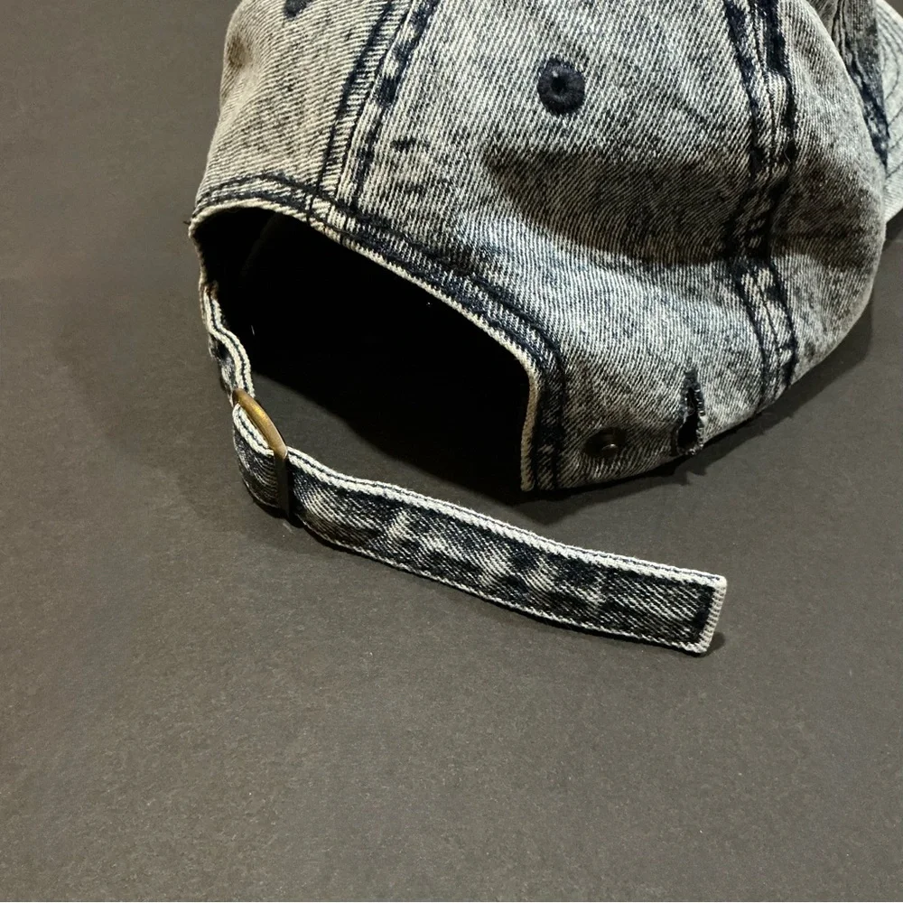 American Eagle Outfitters Baseball Cap Hat Stonewashed Denim Rainbow Embroidered - Picture 7 of 10